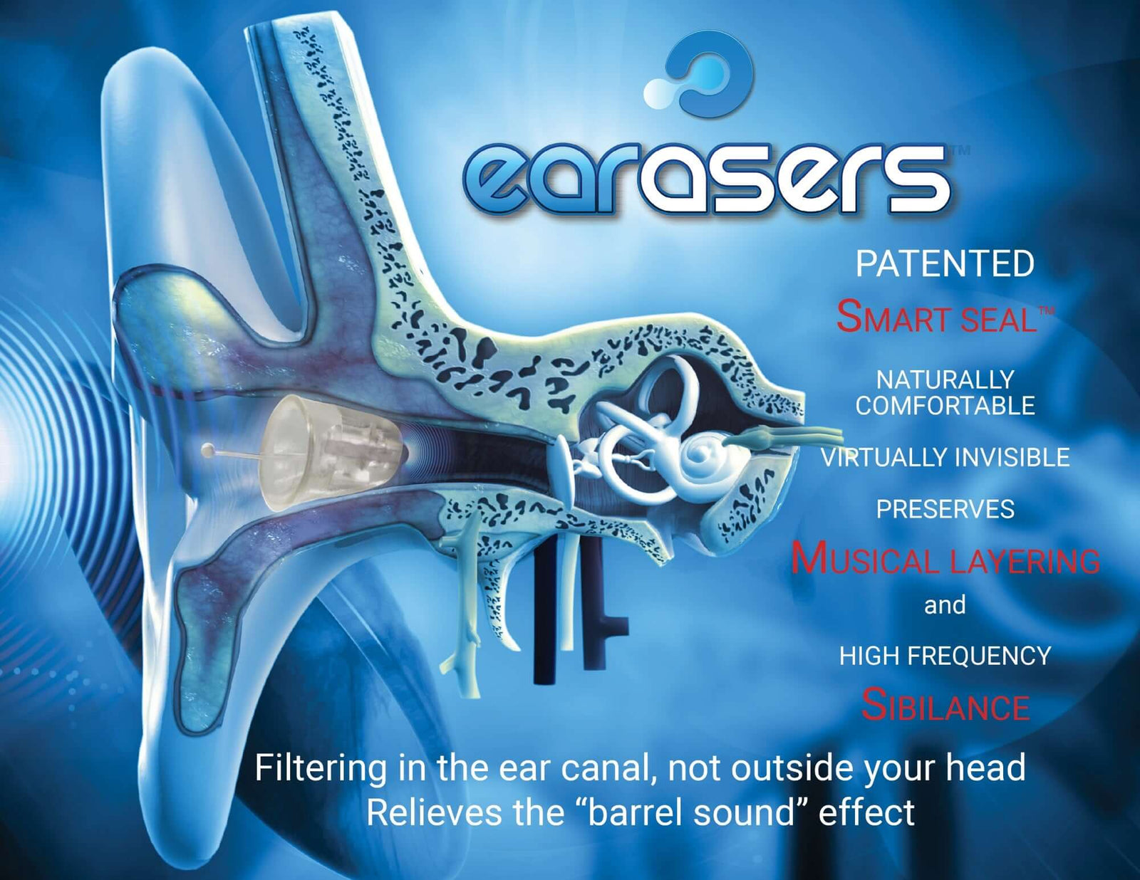 Earasers diagram of placement in 3d ear