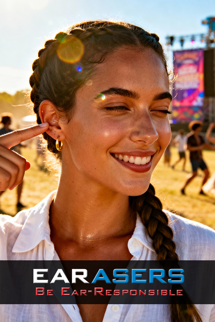 Girl at concert wearing earasers