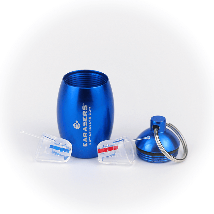 Open blue cannister
