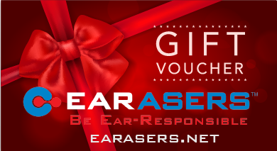 Earasers gift card red with red bow